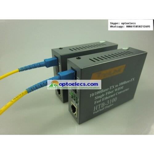 Free Shipping Htb-3100ab-40km Optical Fiber Media Converter 40km SC 10/100M Singlemode Single Fiber