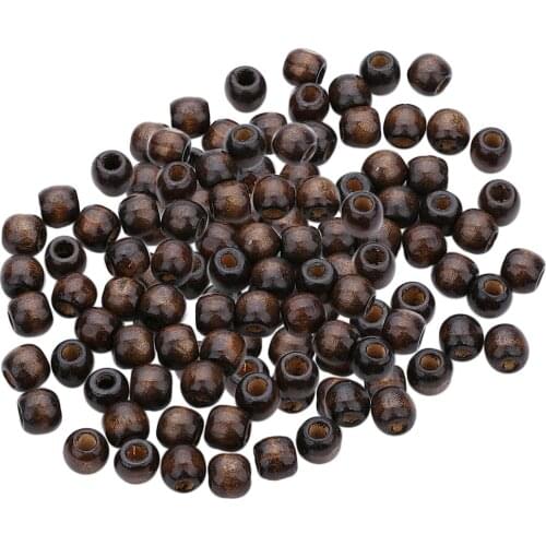 100 Pieces Vintage Coffee Large Hole Wooden Barrel Beads Charms for Handmade Beading Macrame Jewelry Charms Crafts Making
