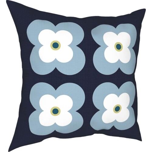Blossoms Navy Blue Floral Pillowcase Home Decor Modern Abstract Cushion Cover Throw Pillow for Car Double-sided Printing Unique