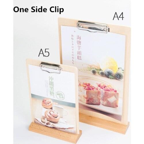 A4 T Shape Wooden Menu Holder Clipboard Menu Template Table Menu Sign Holder Stand Bar Menu Cover Board