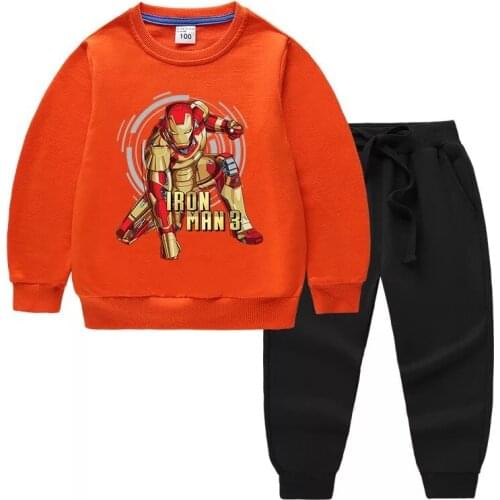 Disney Avengers Iron Man Boy Clothes Sets Kids Hoodies+Pants 2pcs Outfits Casual Boy Sportswear Suits Children‘s Clothing