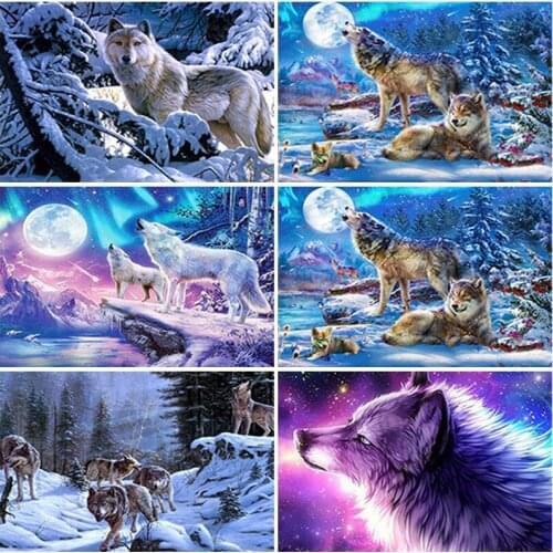 Full Square/Round Resin Diamond Painting Wolf 5D DIY Diamond Embroidery Animals Cross Stitch Picture Of Rhinestones Art Gift
