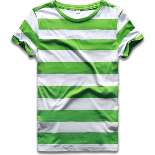 Green White Orange Striped Rainbow Striped T Shirt for Women Summer Round Short Sleeve Tees for Women Casual Summer Cool