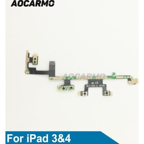 Aocarmo Power On/Off Switch Mute Volume Button Flex Cable For iPad 3 & 4