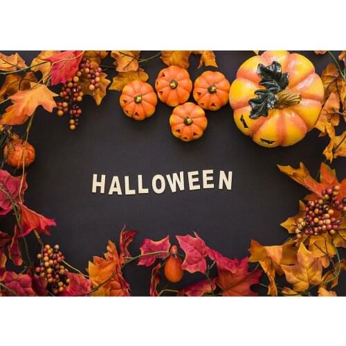 Halloween Pumpkin Leaves Black Board Photo Background Customized Backdrop for Children Baby Photo Studio Props Photobooth