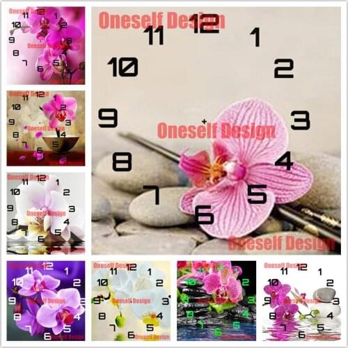 Top popular 5d diamond painting clock flower diamond embroidery clock flower rhinestone pictures decoration home diamond art kit