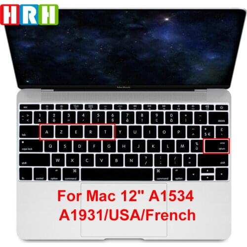 HRH French USA Soft Silicone Keyboard Cover Skin for Macbook New Pro 13" A1708 (2016 No Touch Bar) 12"A1534 Retina