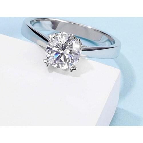 925 silver Moissanite ring Romantic 4 claws heart shape hollowed out ring Engagement Anniversary Ring 1ct round excellent cut