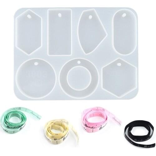 L5YD Large 6-Cavity Jewelry Silicone Mold with Hole for Polymer Clay Crafting Epoxy Pendant Earrings Jewelry Keychain Making