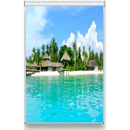 Summer Roller Blinds Beach coco Living Room Bedroom Roller Blinds For Windows Home Decoration