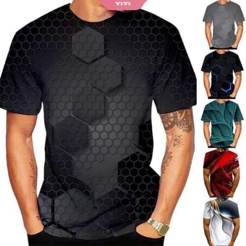 Mens 3D Personality Printed T-shirt Short-sleeved Casual Sports T-shirt 2021 New Summer Fashion T-shirt
