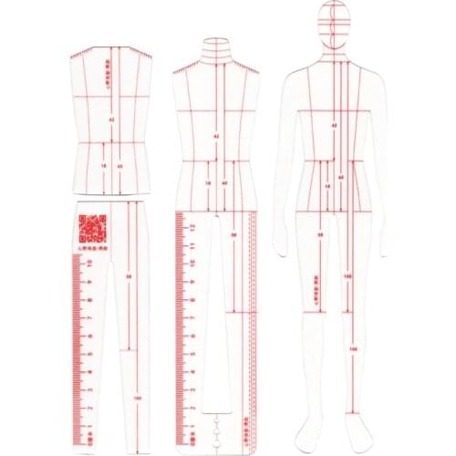 Male Fashion Ruler Garment Design Effect Style Men Drawing Template Ruler Original Design Model 26cm Height
