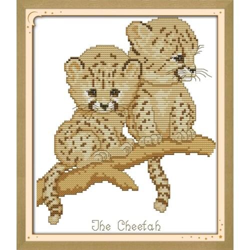 The cheetah cross stitch kit animal 18ct 14ct 11ct count print stitching embroidery DIY handmade needlework plus