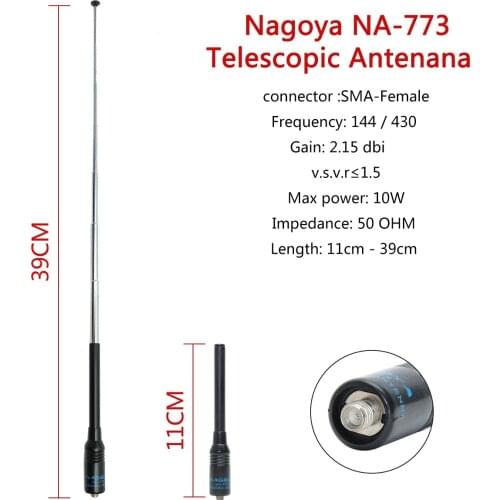 New NAGOYA NA-773 144/430MHz Dual Band Handheld Telescopic Antenna For BaoFeng UV-5R UV-82 BF-888S UV-S9Plus Walkie Talkie