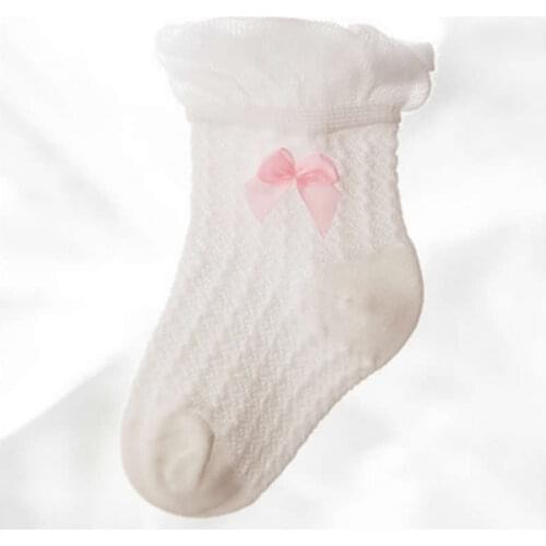 New Toddler Infant Newborn Baby Girls Socks Cotton Cute Ankle Socks Lace Ruffle Princess Summer Thin Girl Bow Mesh Socks