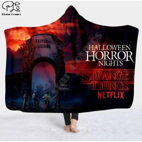 PLstar Cosmos Hooded Blanket for Adult stranger things Sherpa Fleece Wearable Throw Blanket Microfiber Galaxy Bedding style-6