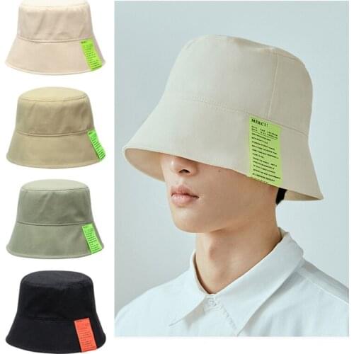 Label Bucket Hat For Women And Men Hip Hop Letter Solid Color Fisherman Hats Bob Casual Sunscreen Panama Hat Cloth Basin Caps