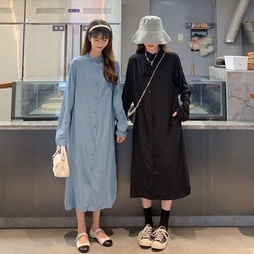 Anteef long sleeve cotton dresses for women casual loose long spring autumn woman shirt dress elegant clothes 2021