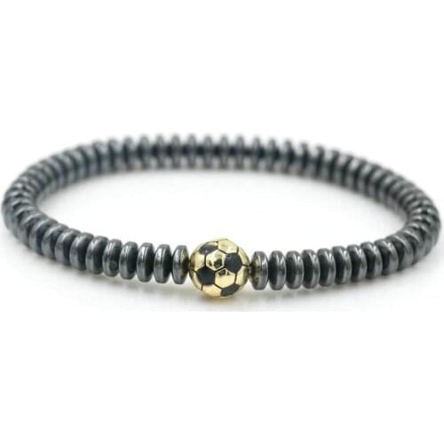 Lucky Gold Football Ball Bracelet Men Hematite Reiki Chakra Beads Bracelets For Women Couples Lovers' Jewelry Best Friend