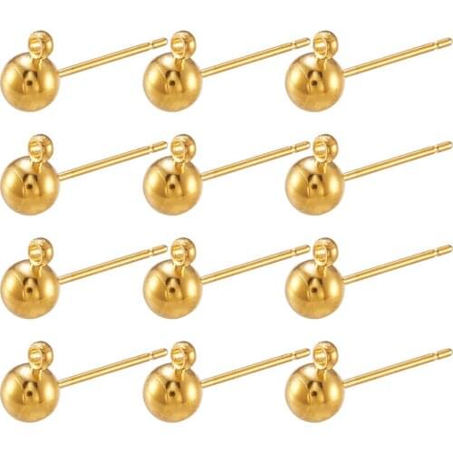 100pc Earring Studs Ear Nail Brass Ball Post Earring Findings Golden Silver Antique Bronze 16mm long 1mm thick hole: about 1.5mm