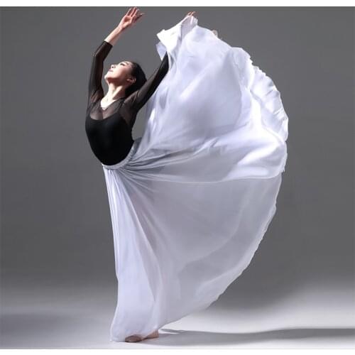 85cm Long Chiffon Ballet Skirt Burgundy Wine Red White Black Adult Ballerina Swan Lake Dance Elastic Waist Expansion Skirts