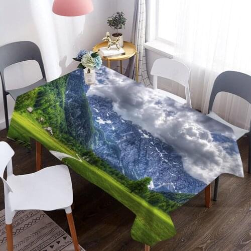 Alps Mountains Landscape Print Table Cloth Waterproof Rectangle Dining Table Cover For Living Room Kitchen Decoration Tablecloth