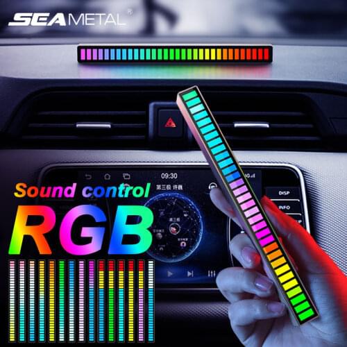 32LED Voice-activated Pickup Rhythm Light Car Atmosphere RGB Colorful LED Sound Music Rhythm Light USB Rhythm Light Adjustable