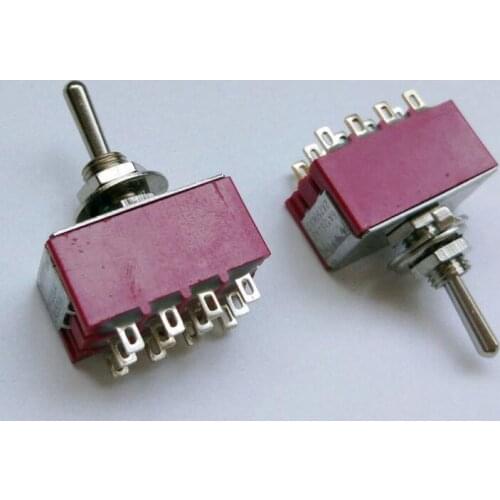 ON/ON 2 Positions Latching 12 Pin Terminal Rocker Type Toggle Switch 6mm AC 250V 2A MTS-402 1pc
