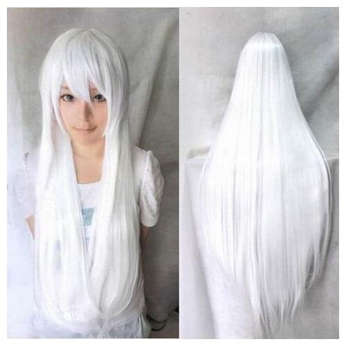 Zhaoxia++01449@Q8++White Long Straight Anime party Cosplay Full Wig @@@985
