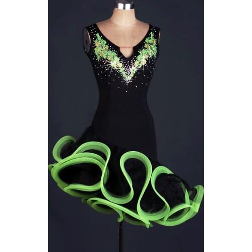 Sexy Latin Dance Dress Women Rhinestone Dress Designer Clothes Performance Costume Tango Dancewear Cha Cha Dance Outfits JL2660