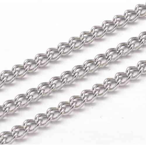 0.6mm 0.8mm 304 Stainless Steel Curb Chains Twisted Chains for jewelry making DIY bracelet necklace,Stainless Steel Color F80