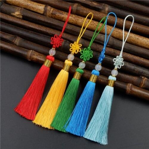 10pcs/lot 8cm Chinese knot Beads Tassel Fringe Pendant Crafts Home Decoration key tassels DIY Craft Curtains Decor Accessories