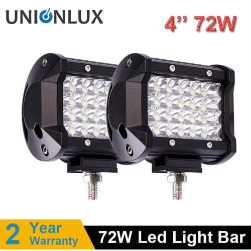 2pcs 4 inch 72W Car Led Lights Bar Offroad Motorcycle Work Fog Light Spotlight For Boat ATV UTV SUV Truck 4WD 4x4 Tractor