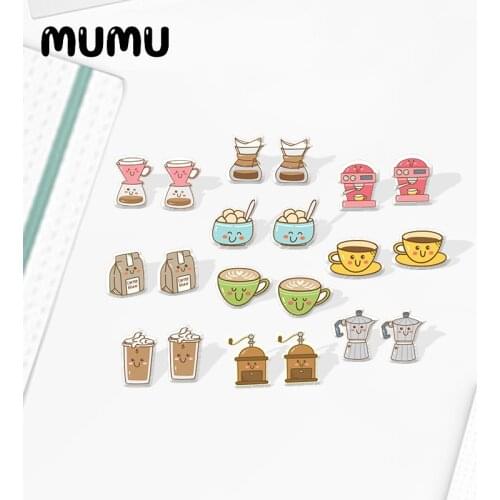 2020 New Coffee Stud Earring Cappuccino Acrylic Earrings Resin Epoxy Handmade Sweet Jewelry Gift