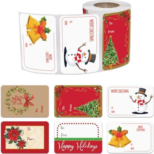 250pcs/roll Merry Christmas Gift Name Tags Stickers XMAS Present Adhesive Seal Label Happy holiday Gift Packaging Decor New Year