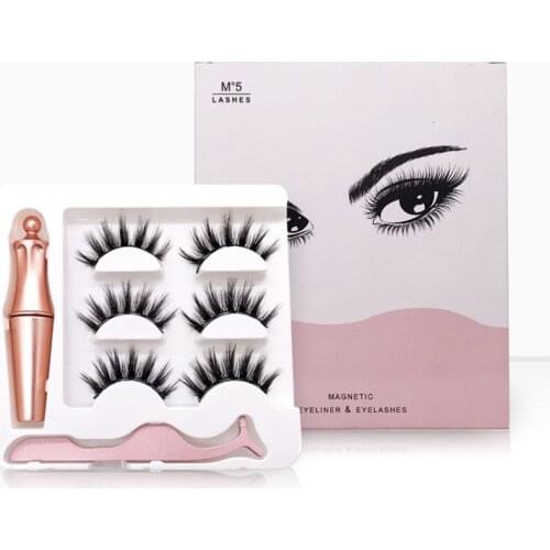 3 pairs of magnet eyelash makeup eyelashes magnetic eyelash eyeliner eyelash curler easy to wear thick false eyelashes gift