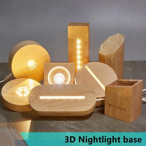 Beech Crystal Ball 3D Small Night Light Base NightLight for Bedroom Bedside Lamp Three-dimensional Fairy Lights Decoration LED