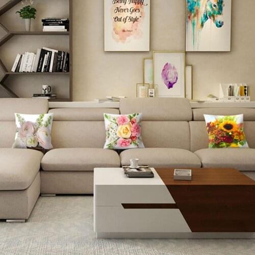 4Pcs Colorful Flower Sunflower Pattern Throw Pillow Cover Cushion Case Car Decor Pillow Case