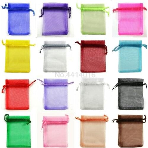 50pcs 7x9 9x12 11x16 13x18 17x23 15x20cm Organza Bags Jewelry Pouches Wedding Part Decoration Drawable Bag Gift Packaging 7q
