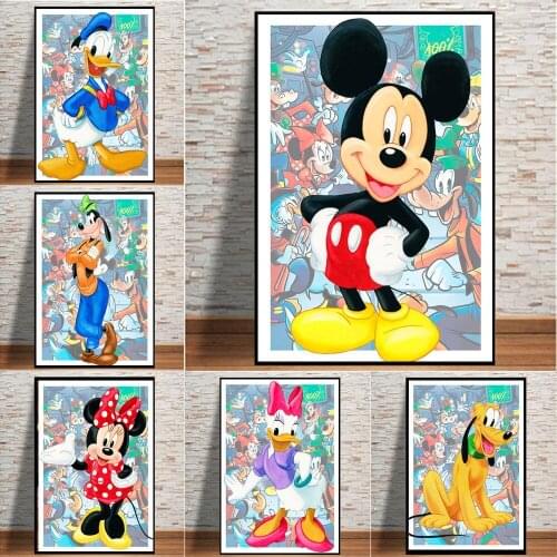 5D Diamond Painting Disney Family Mickey Mouse Donald Duck Cartoon Image Diamond Embroidery Cross Stitch Kits Mosaic Wall Art