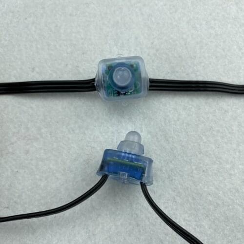 8in(20cm) spacing 100pcs/set square regulated type DC12V addressable 12mm WS2811 RGB led pixel node;all BLACK 18AWG)wire,IP68