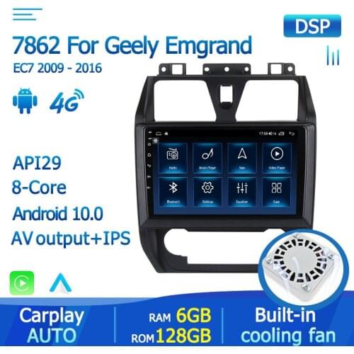6G+128G DSP Android 10 2Din 4G NET WIFI Car Radio Multimedia Video Player For Geely Emgrand EC7 2009-2016 Auto Wireless Carplay