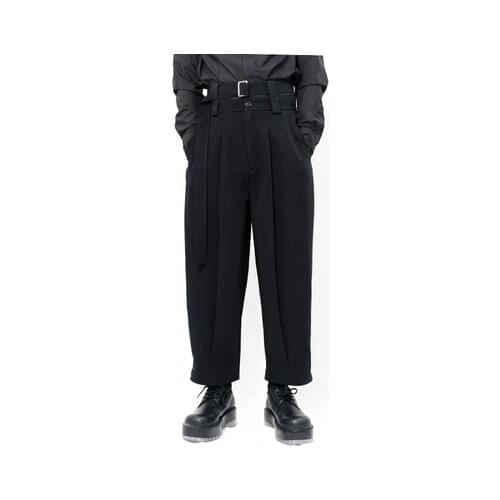 New Philosophy, Yamamoto style, mens slacks, quarter pant, loose double belt