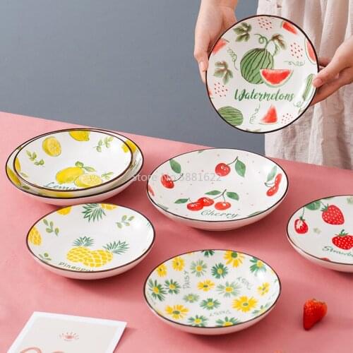 Net red tableware Japanese ceramic plate small fresh strawberry fruit tableware creative bowl and dish set