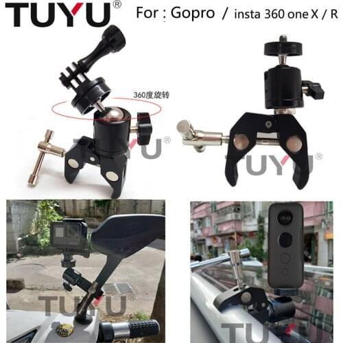 TUYU Motorcycle Handlebar Holder insta 360 one X RAM Mount for GoPro MAX SJCAM EKEN go pro DJI Osmo Action Camera Accessory