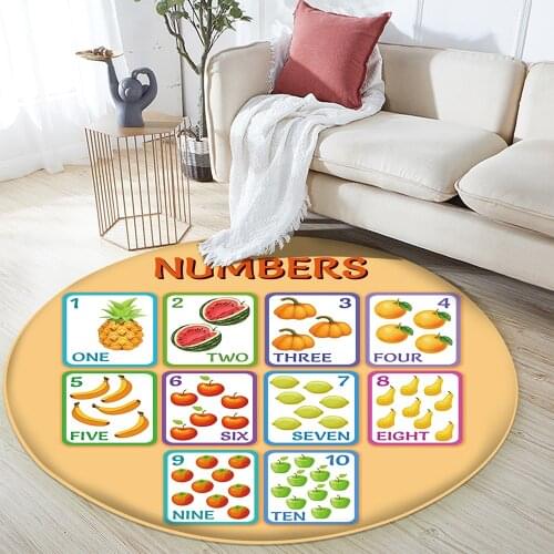 Baby Play Mat Fashion Children Carpet Non-Slip Children Flannel Carpet Fruit Quantity Chart Pattern Baby Hand Print Carpet
