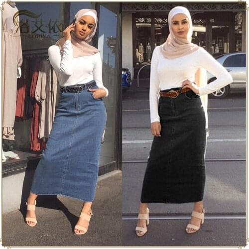 Retro High-Waisted Denim Skirt Loose Loose Wild Thin Black Mid-Length Skirt
