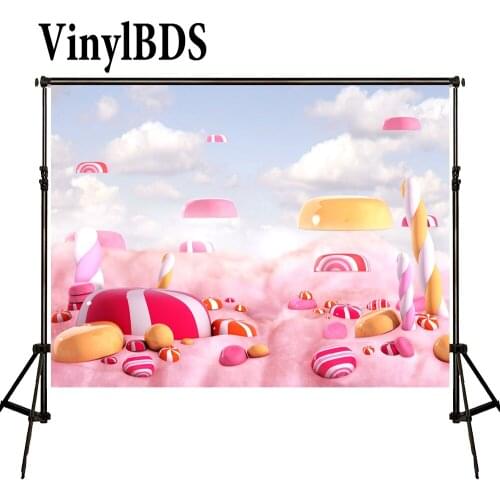 VinylBDS Children Pink Birthday Photographic Background Candy Marshmallow Photo Studio Backdrop Wedding Princess Boy Girl Photo