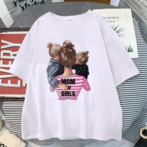 T-shirts Women Striped Girl Cute Mom Cartoon Mother Mama Ladies Fashion Clothes Graphic Tshirt Top Lady Print Female Tee T-Shirt