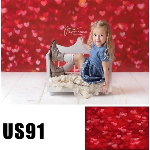 Filming Red Glitter Love Heart Photography Backdrops Valentine Day Party Photo Booth Banner Background Baby Shower Backdrop